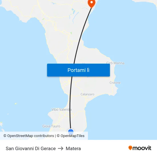 San Giovanni Di Gerace to Matera map