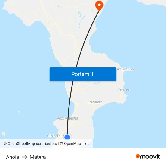 Anoia to Matera map