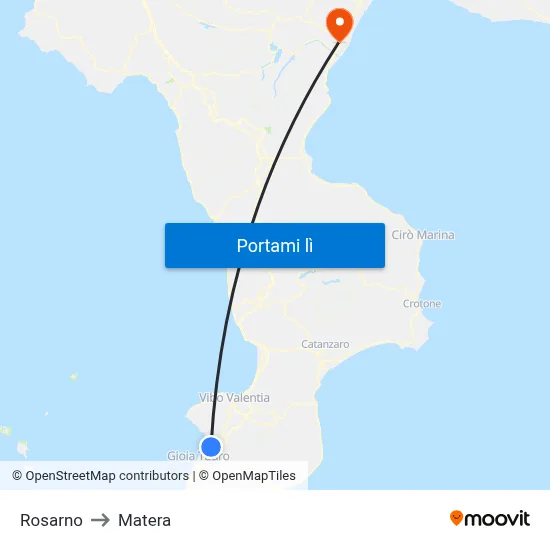 Rosarno to Matera map