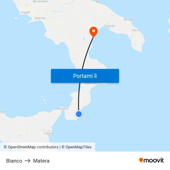 Bianco to Matera map