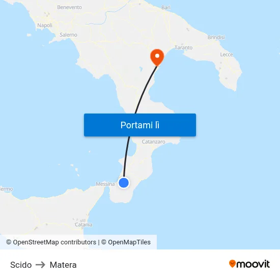 Scido to Matera map