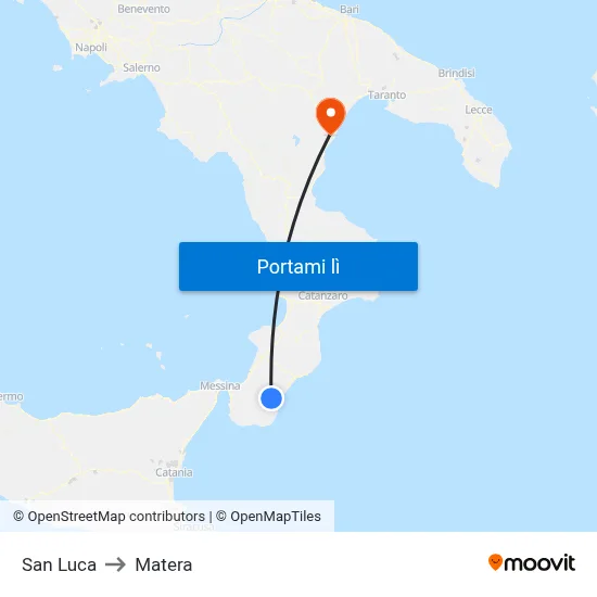 San Luca to Matera map