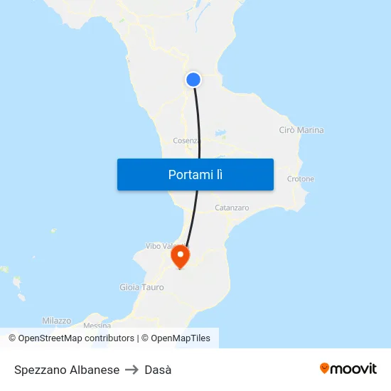Spezzano Albanese to Dasà map