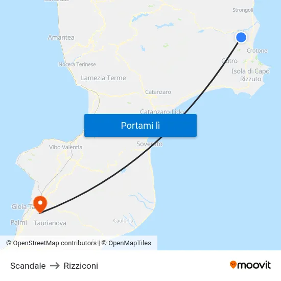 Scandale to Rizziconi map