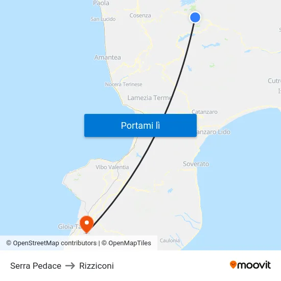 Serra Pedace to Rizziconi map
