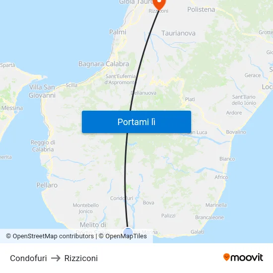 Condofuri to Rizziconi map