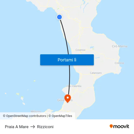 Praia A Mare to Rizziconi map