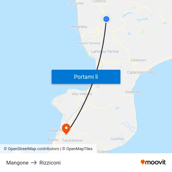 Mangone to Rizziconi map
