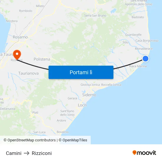 Camini to Rizziconi map