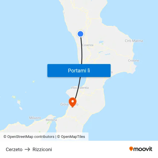 Cerzeto to Rizziconi map