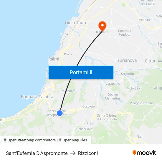 Sant'Eufemia D'Aspromonte to Rizziconi map