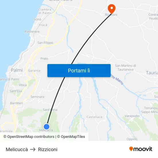 Melicuccà to Rizziconi map