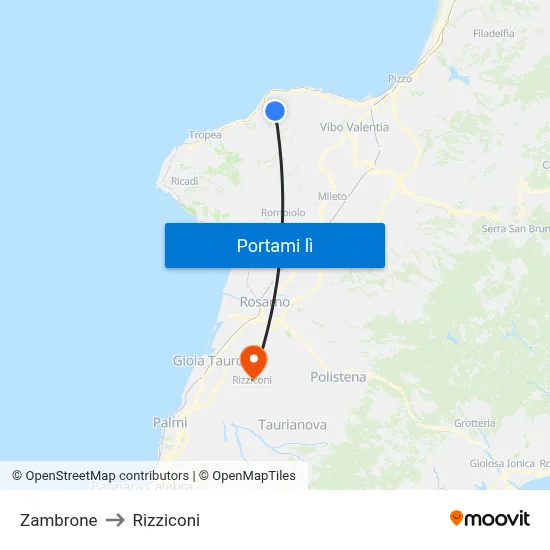 Zambrone to Rizziconi map