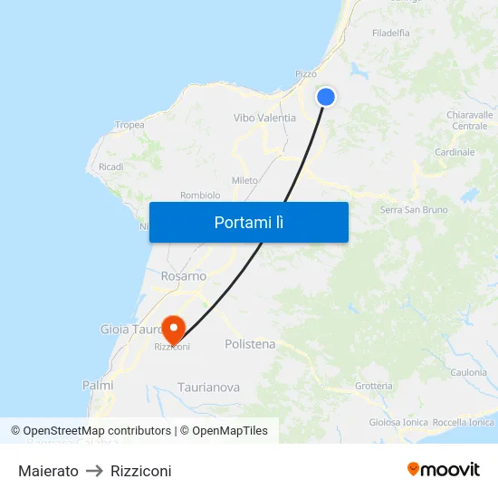 Maierato to Rizziconi map