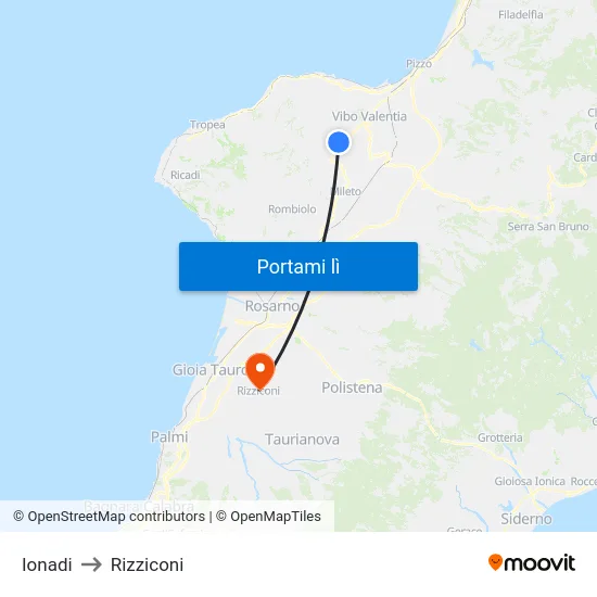 Ionadi to Rizziconi map