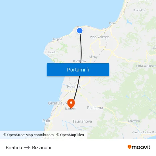 Briatico to Rizziconi map