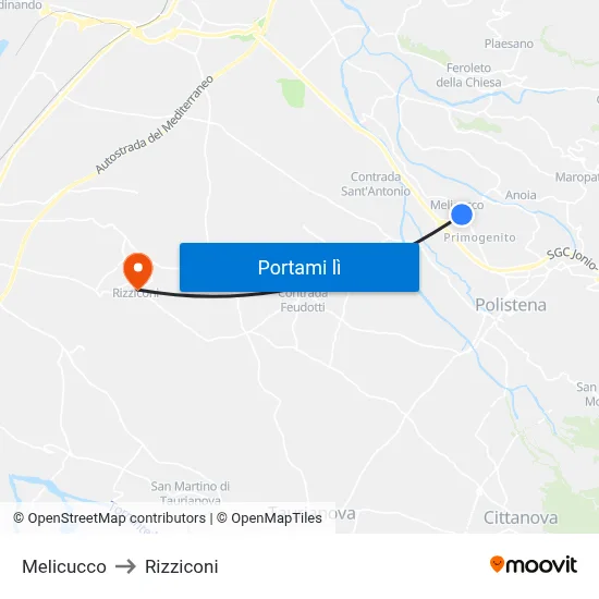 Melicucco to Rizziconi map