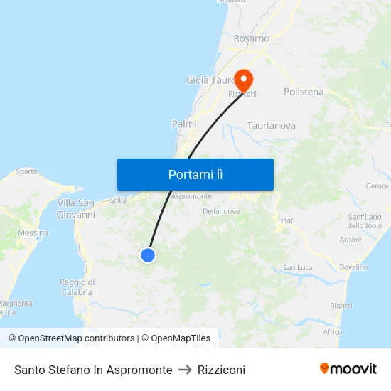 Santo Stefano In Aspromonte to Rizziconi map