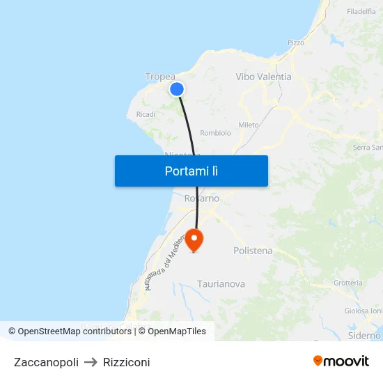 Zaccanopoli to Rizziconi map