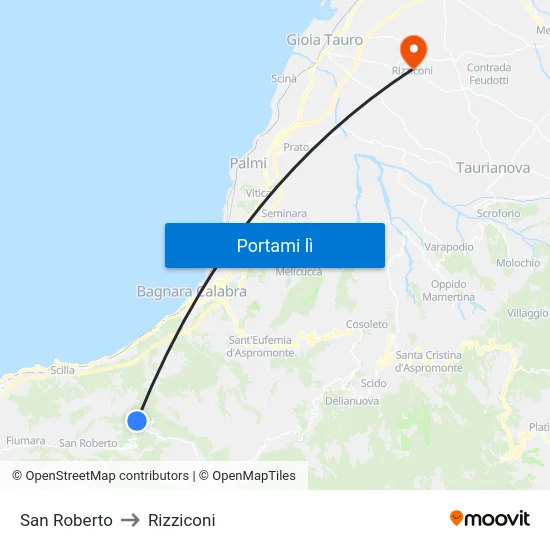 San Roberto to Rizziconi map