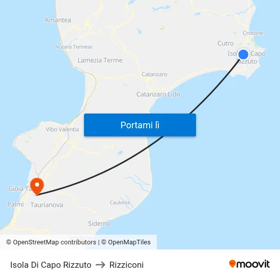 Isola Di Capo Rizzuto to Rizziconi map