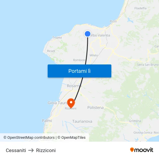 Cessaniti to Rizziconi map
