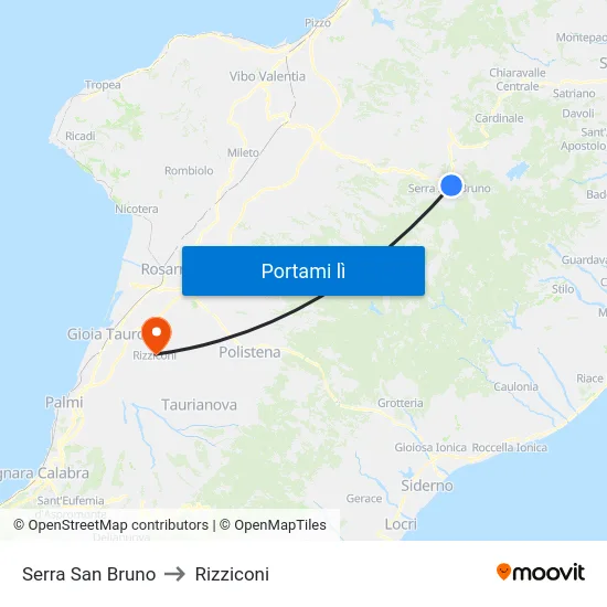 Serra San Bruno to Rizziconi map