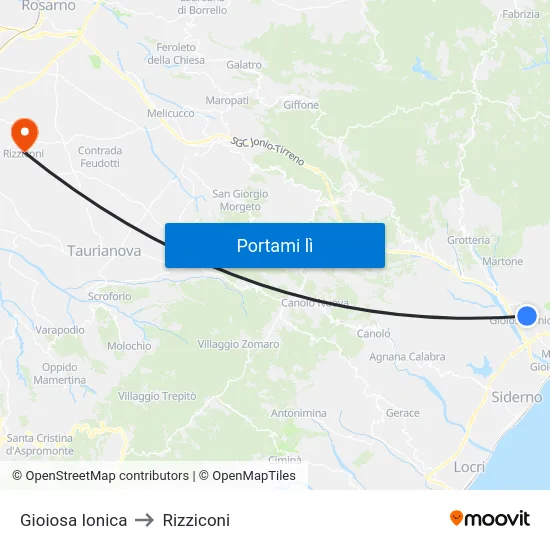 Gioiosa Ionica to Rizziconi map