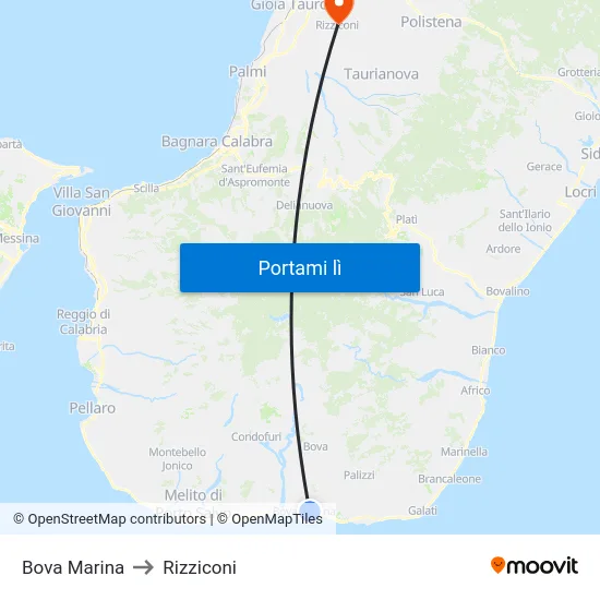 Bova Marina to Rizziconi map