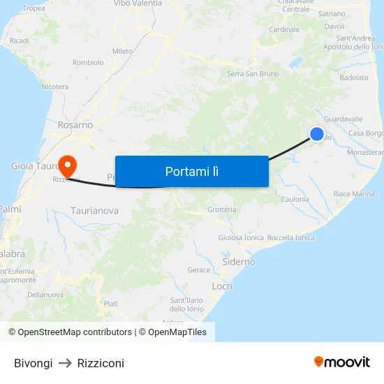 Bivongi to Rizziconi map
