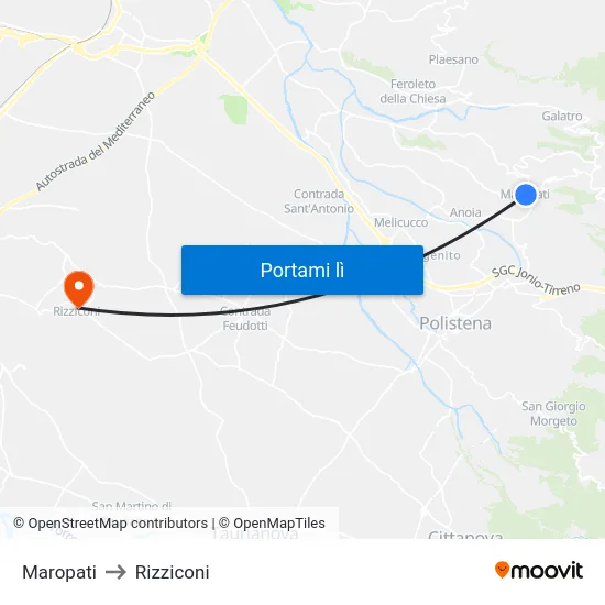 Maropati to Rizziconi map