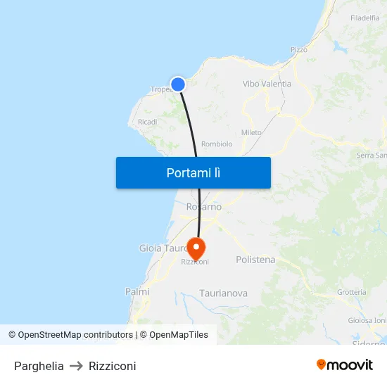 Parghelia to Rizziconi map