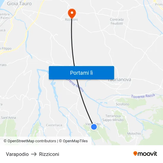 Varapodio to Rizziconi map