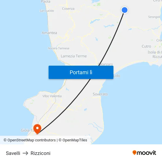 Savelli to Rizziconi map