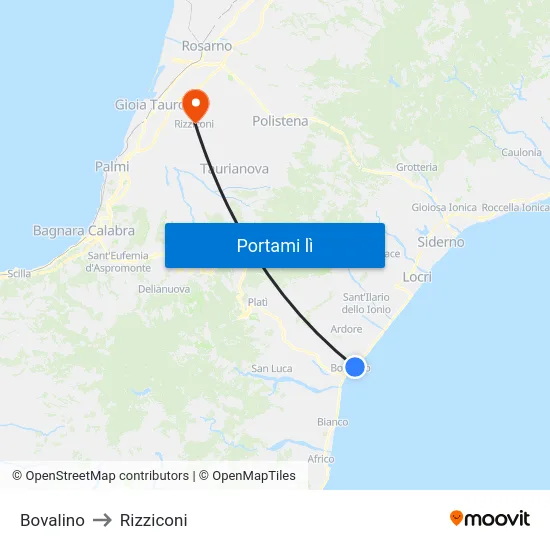 Bovalino to Rizziconi map