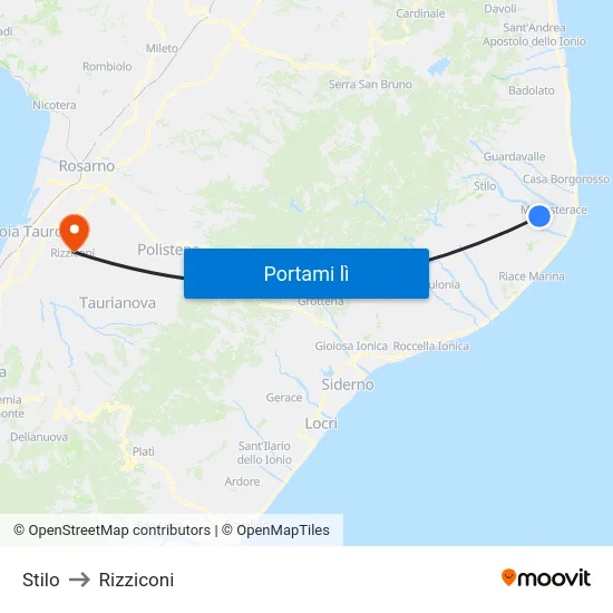 Stilo to Rizziconi map