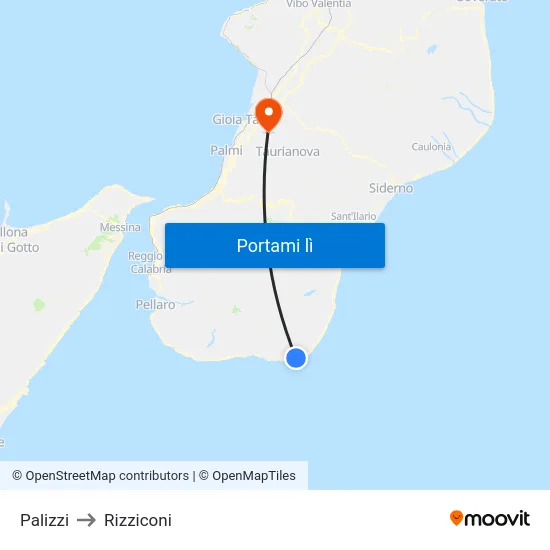 Palizzi to Rizziconi map