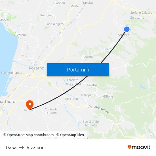 Dasà to Rizziconi map