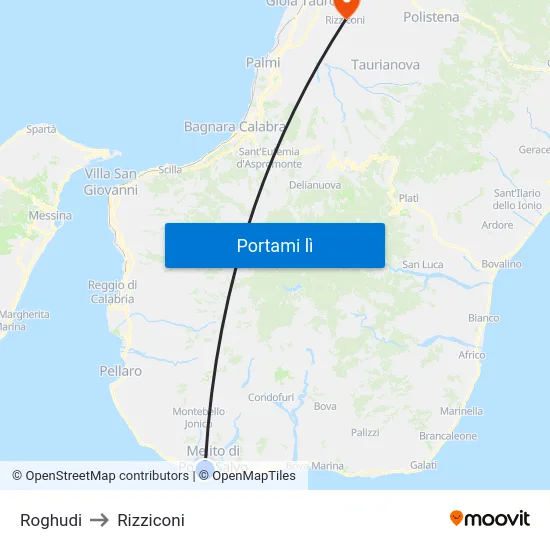 Roghudi to Rizziconi map