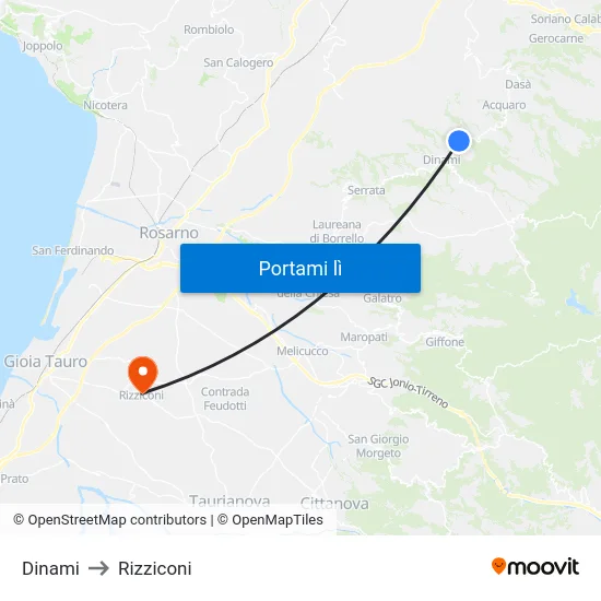 Dinami to Rizziconi map