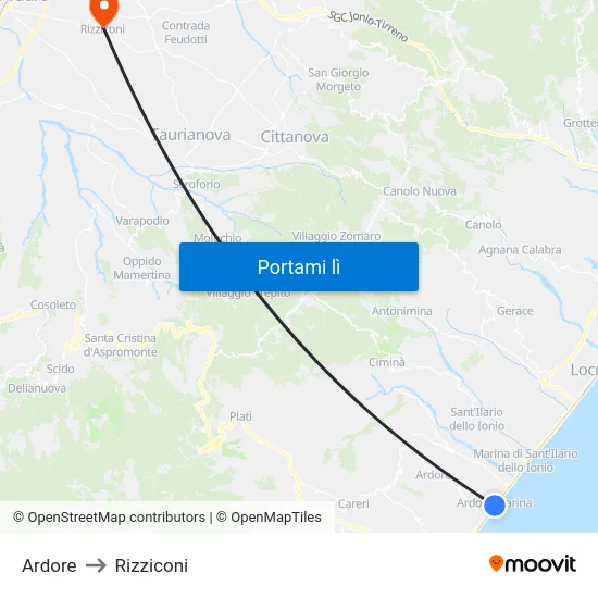 Ardore to Rizziconi map