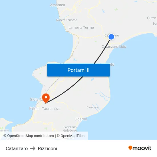 Catanzaro to Rizziconi map