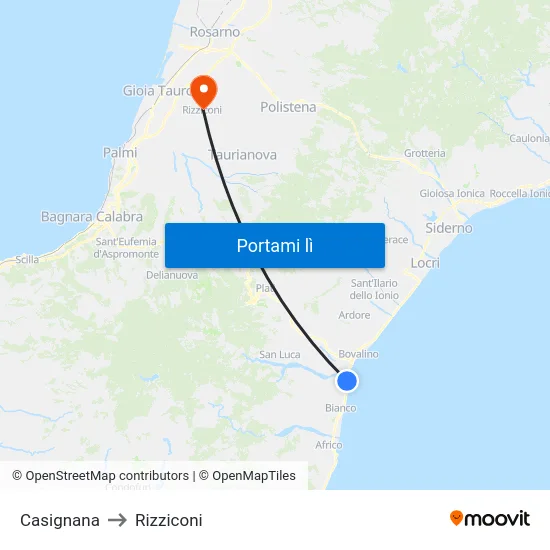 Casignana to Rizziconi map