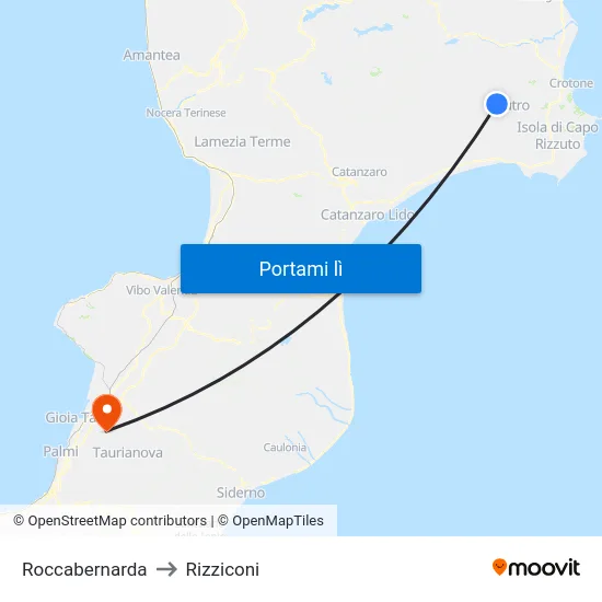 Roccabernarda to Rizziconi map