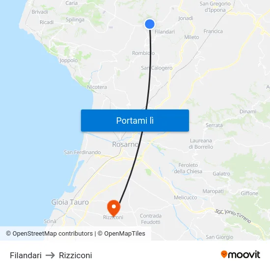 Filandari to Rizziconi map