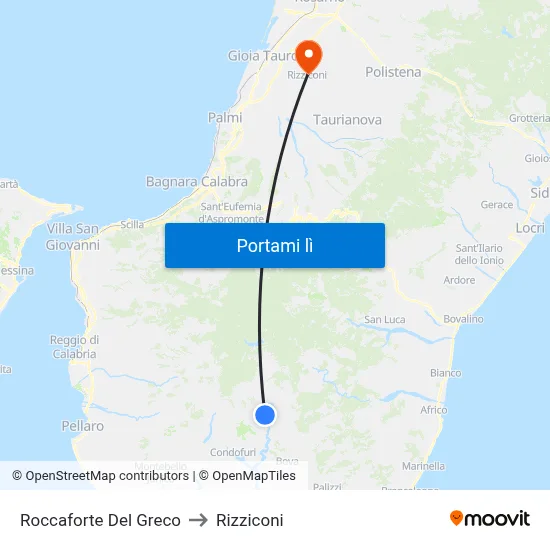 Roccaforte Del Greco to Rizziconi map