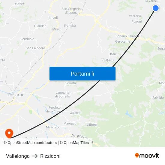 Vallelonga to Rizziconi map