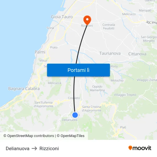 Delianuova to Rizziconi map