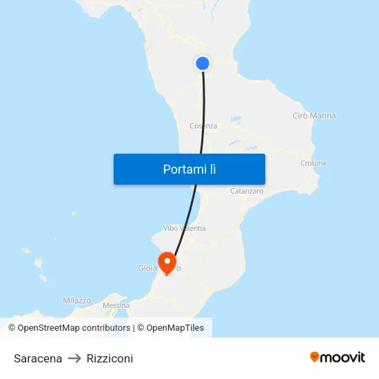 Saracena to Rizziconi map