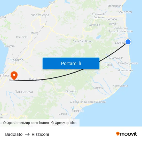 Badolato to Rizziconi map